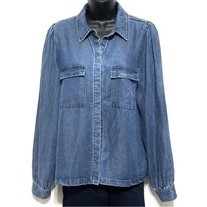 NWOT Just Female Woman The Cas Blue Long Sleeve Shirt Size S